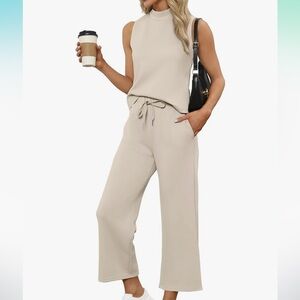 Women's beige Sleeveless set